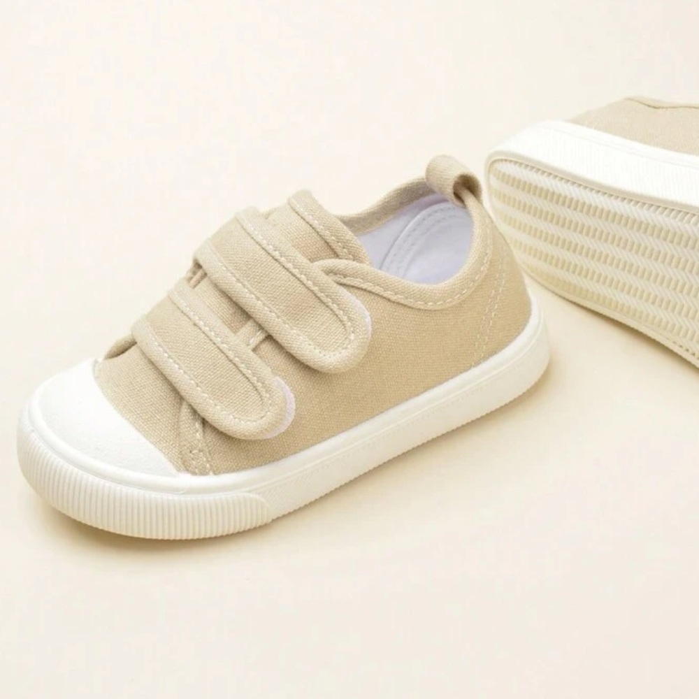 Unisex toddler girls / boys Tan Velcro sneakers - Picture 4 of 5